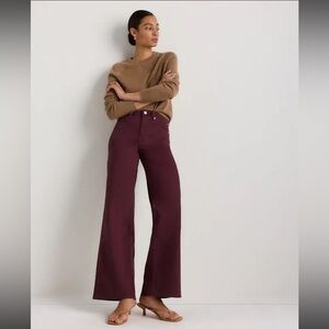 Quince Bella Stretch Wide-Leg Jeans in Wine Tasting Red